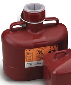 Sharps Container Sharps® 11 H X 12 W X 9 D Inch 3 Gallon Red Base / White Lid Vertical Entry Tethered Snap On Lid (1/EA 12/CS) by Medegen Medical Products LLC  ID 186W